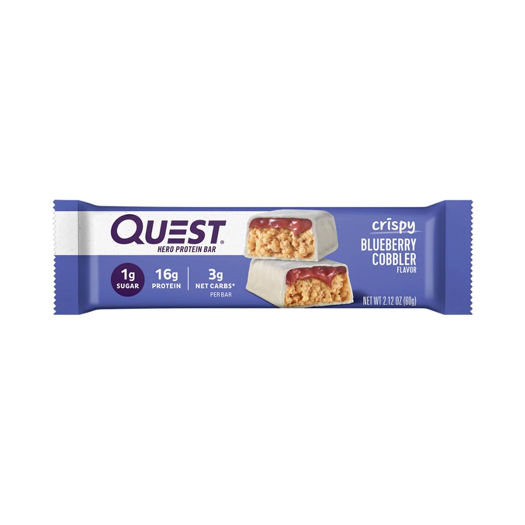 QUEST NUTRITION Crispy Hero Protein Bar – Blueberry Cobbler